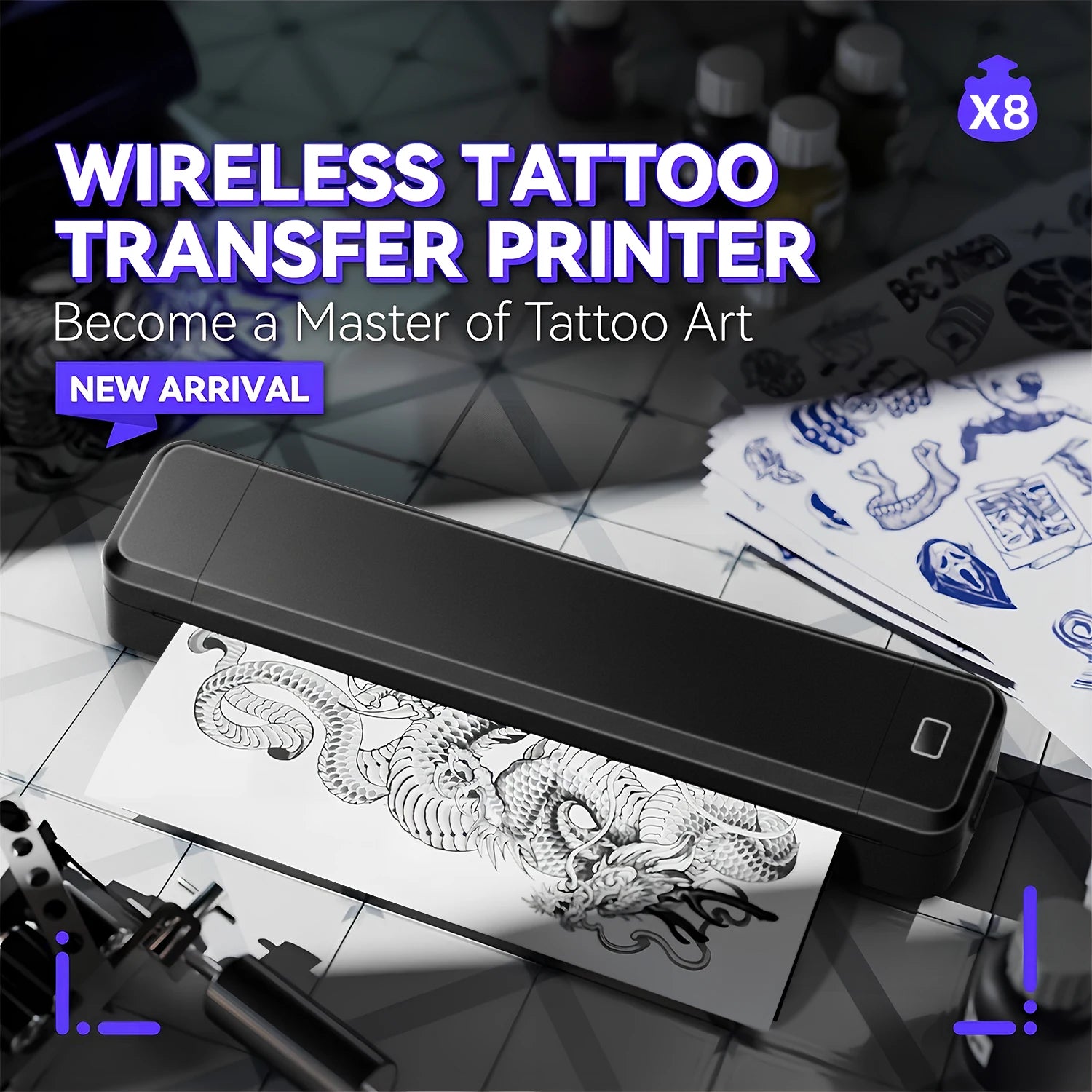 Portable Printer Thermal Printer Bluetooth-compatible A4 Inkless Document Printing Machine Paper Roll for Office Work Home