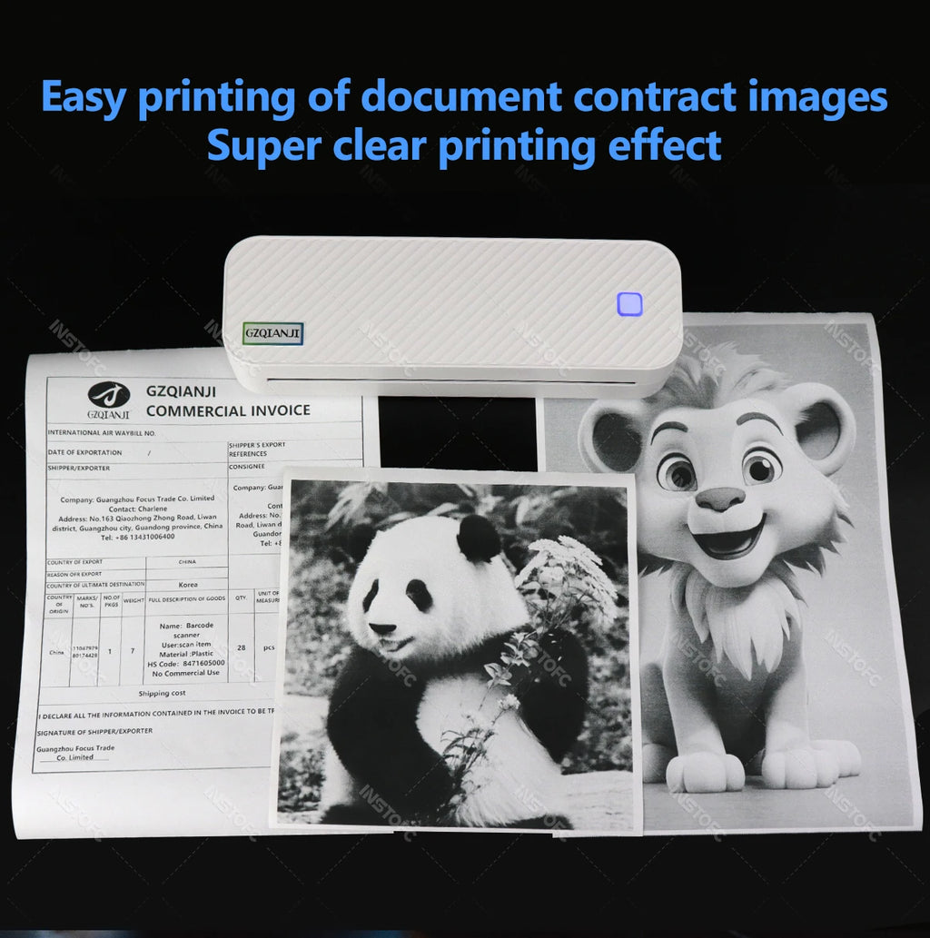 Portable A4 Thermal Printer Bluetooth Photos PDF Document Printing Machine Folded Rolls Paper For Office Work Home School Travel