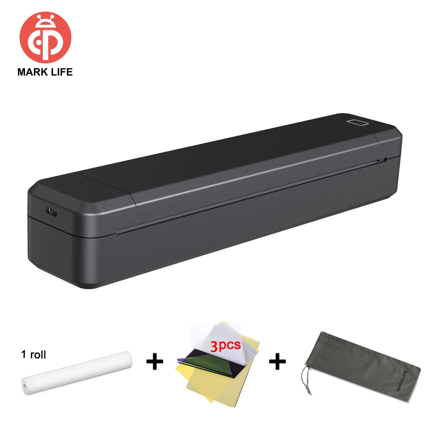 Portable Printer Thermal Printer Bluetooth-compatible A4 Inkless Document Printing Machine Paper Roll for Office Work Home