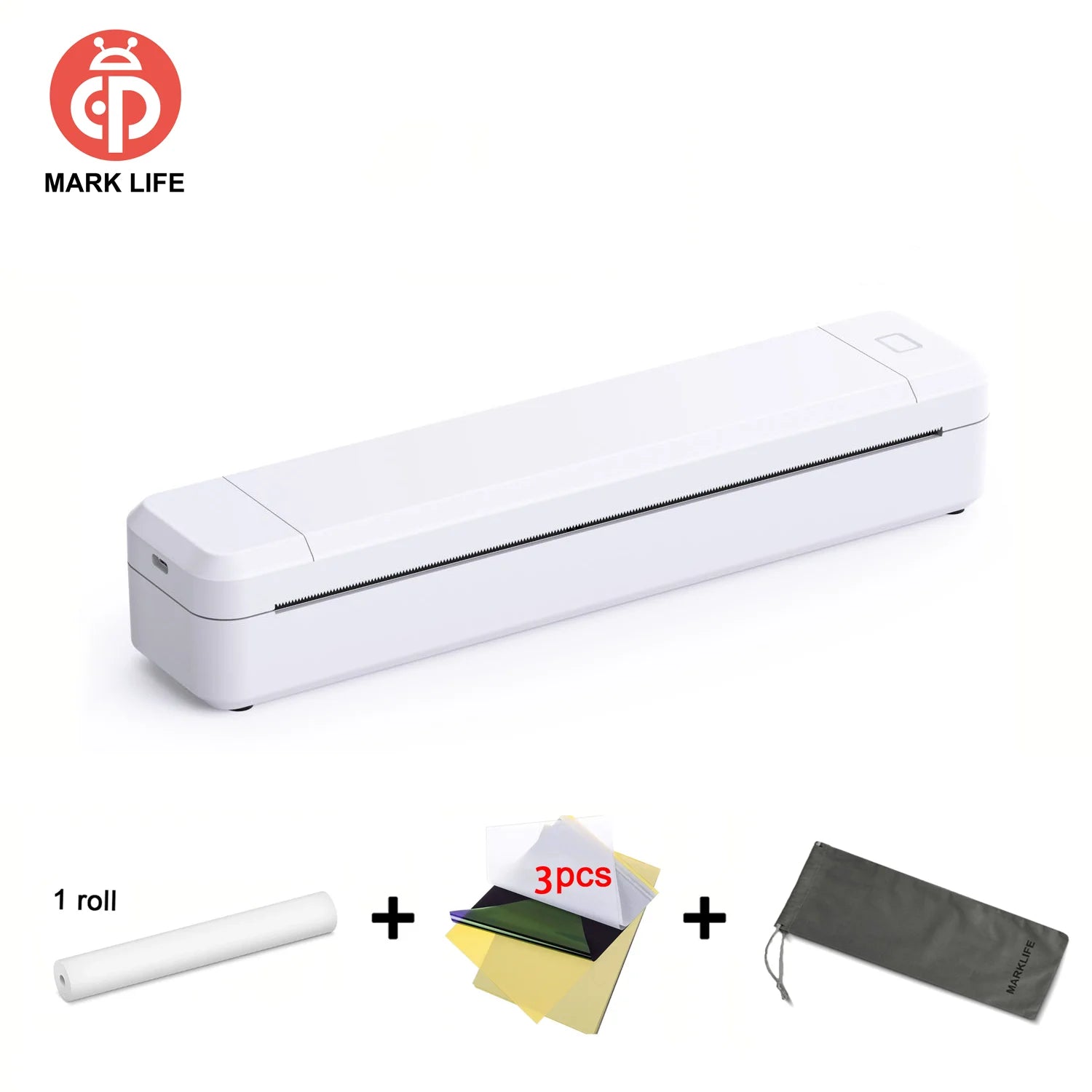 Portable Printer Thermal Printer Bluetooth-compatible A4 Inkless Document Printing Machine Paper Roll for Office Work Home